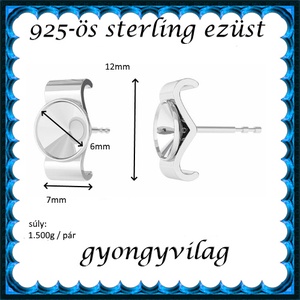 925-ös sterling ezüst ékszerkellék: fülbevalóalap bedugós EFK B 47 - gyöngy, ékszerkellék - egyéb alkatrész - Meska.hu