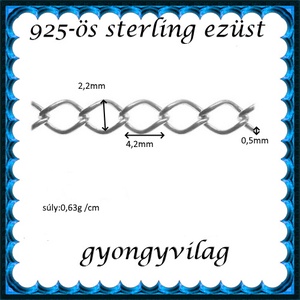 925-ös ezüst lánc méterben 925 EL12 - kellékek & szerszámok - gyöngyfűzés kellékek - egyéb alkatrész - Meska.hu