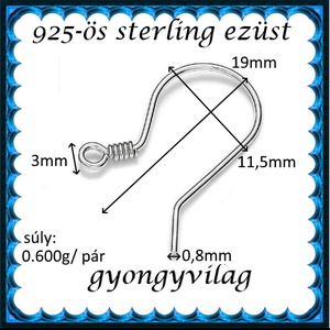 925-ös finomságú sterling ezüst fülbevaló kapocs EFK A 84 - kellékek & szerszámok - ékszerkellék - fülbevaló kapocs - Meska.hu