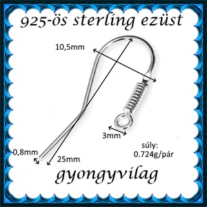 925-ös finomságú sterling ezüst fülbevaló kapocs EFK A 86 - gyöngy, ékszerkellék - egyéb alkatrész - Meska.hu 925-ös finomságú sterling ezüst fülbevaló kapocs EFK A 86 - gyöngy, ékszerkellék - egyéb alkatrész - Meska.hu