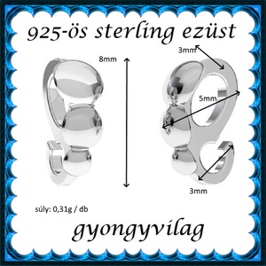 925-ös sterling ezüst ékszerkellék: medáltartó, medálkapocs EMK 97AG - gyöngy, ékszerkellék - egyéb alkatrész - Meska.hu