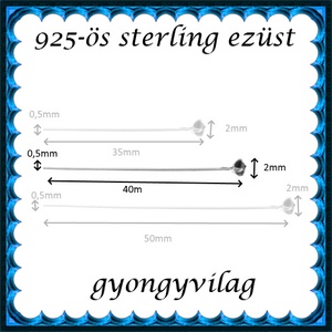 925-ös ezüst szerelőpálca swarovski végű ESZP SW 40x0,5 mm-es fekete 2db/csomag - gyöngy, ékszerkellék - egyéb alkatrész - Meska.hu 925-ös ezüst szerelőpálca swarovski végű ESZP SW 40x0,5 mm-es fekete 2db/csomag - gyöngy, ékszerkellék - egyéb alkatrész - Meska.hu