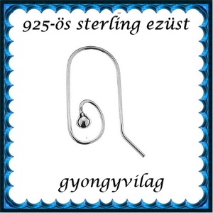  925-ös sterling ezüst ékszerkellék: fülbevalóalap akasztós EFK A 81 - gyöngy, ékszerkellék - egyéb alkatrész - Meska.hu