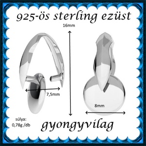 925-ös ezüst medálkapocs EMK 82e - kellékek & szerszámok - ékszerkellék - medáltartó, medálkapocs - Meska.hu