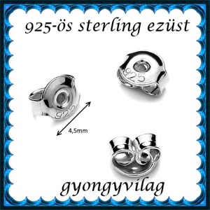 925-ös sterling ezüst ékszerkellék: fülbevalóalap bedugós EFK B 27-4,5e vég  2 pár / 4db - gyöngy, ékszerkellék - egyéb alkatrész - Meska.hu