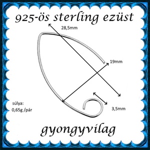 925-ös sterling ezüst ékszerkellék: fülbevaló kapocs, akasztós EFK A 50-2 - kellékek & szerszámok - ékszerkellék - fülbevaló kapocs - Meska.hu