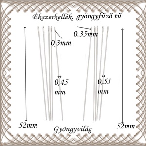 Ékszerkellék: Gyöngyfűző tű   BFE 03 10db /csomag - gyöngy, ékszerkellék - egyéb alkatrész - Meska.hu