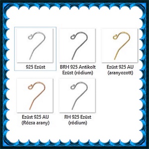 925-ös sterling ezüst ékszerkellék: fülbevalóalap akasztós  EFK A 01-2 rg - gyöngy, ékszerkellék - egyéb alkatrész - Meska.hu