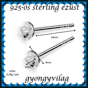 925-ös ezüst fülbevaló kapocs EFK B 12-4 - kellékek & szerszámok - ékszerkellék - fülbevaló kapocs - Meska.hu