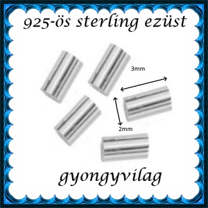 925-ös sterling ezüst ékszerkellék: köztes/gyöngy/díszitőelem EKÖ 19-3x2 - gyöngy, ékszerkellék - egyéb alkatrész - Meska.hu