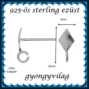 925-ös sterling ezüst ékszerkellék: fülbevaló kapocs, bedugós EFK B 52 - kellékek & szerszámok - ékszerkellék - fülbevaló kapocs - Meska.hu