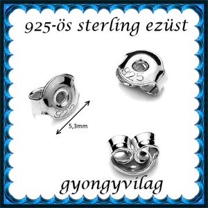 925-ös sterling ezüst ékszerkellék: fülbevalóalap bedugós EFK B 27-5,3e vég - kellékek & szerszámok - gyöngyfűzés kellékek - egyéb alkatrész - Meska.hu