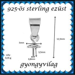 925-ös sterling ezüst ékszerkellék: medáltartó, medálkapocs EMK 108e - gyöngy, ékszerkellék - egyéb alkatrész - Meska.hu