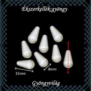 Ékszerkellék: akril gyöngy/csepp, GYA CSF8x15  Ivory (tört fehér)  16db/csomag - kellékek & szerszámok - gyöngyfűzés kellékek - műanyag gyöngy - Meska.hu
