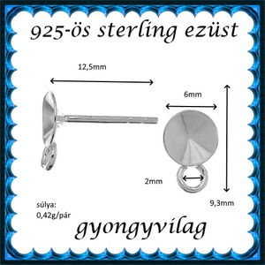 925-ös sterling ezüst ékszerkellék: fülbevaló kapocs, bedugós EFK B 55-6 - gyöngy, ékszerkellék - egyéb alkatrész - Meska.hu