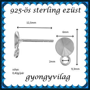 925-ös sterling ezüst ékszerkellék: fülbevaló kapocs, bedugós EFK B 55-6 - kellékek & szerszámok - ékszerkellék - fülbevaló kapocs - Meska.hu