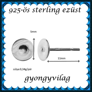 925-ös sterling ezüst ékszerkellék: fülbevalóalap bedugós EFK B 38-5 - kellékek & szerszámok - ékszerkellék - fülbevaló alap - Meska.hu