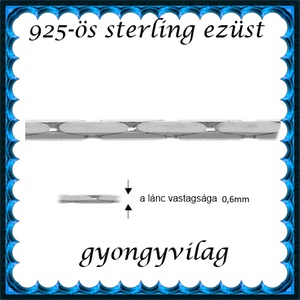 925-ös sterling ezüst ékszerkellék: lánc méterben EL02-0,6, Kellékek & szerszámok, Gyöngyfűzés kellékek, Egyéb alkatrész, Ékszerkészítés, Ékszerkészítés, MESKA