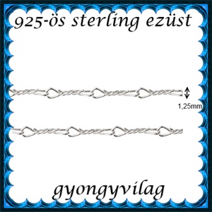925-ös sterling ezüst ékszerkellék: lánc méterben 925 EL08-1,25, Kellékek & szerszámok, Gyöngyfűzés kellékek, Egyéb alkatrész, Ékszerkészítés, Ékszerkészítés, MESKA