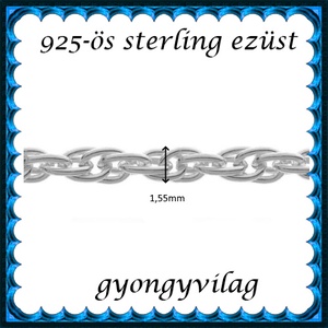 925-ös sterling ezüst ékszerkellék: lánc méterben 925 EL13-1,55e - kellékek & szerszámok - gyöngyfűzés kellékek - egyéb alkatrész - Meska.hu