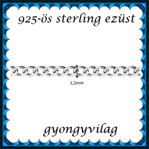 925-ös sterling ezüst ékszerkellék: lánc méterben 925 EL06-1,1r - kellékek & szerszámok - gyöngyfűzés kellékek - egyéb alkatrész - Meska.hu