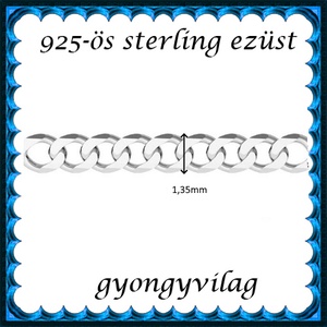 925-ös sterling ezüst ékszerkellék: lánc méterben 925 EL06-1,35e - gyöngy, ékszerkellék - egyéb alkatrész - Meska.hu