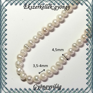 Ékszerkellék: igazgyöngy fűzér GYI-19 3,5-4mm fehér - kellékek & szerszámok - gyöngyfűzés kellékek - igazgyöngy - Meska.hu