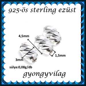 925-ös sterling ezüst ékszerkellék: köztes / gyöngy / dísz EKÖ 96  2db/csomag - kellékek & szerszámok - gyöngyfűzés kellékek - fém köztesek - Meska.hu