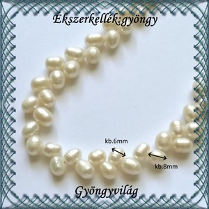 Ékszerkellék: igazgyöngy fűzér GYI-78 6-8mm fehér - kellékek & szerszámok - gyöngyfűzés kellékek - igazgyöngy - Meska.hu