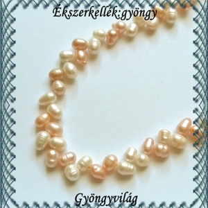 Ékszerkellék: igazgyöngy fűzér GYI-79 5-7mm fehér-barack, Kellékek & szerszámok, Gyöngyfűzés kellékek, Igazgyöngy, Ékszerkészítés, Mindenmás, Ékszerkészítés, MESKA