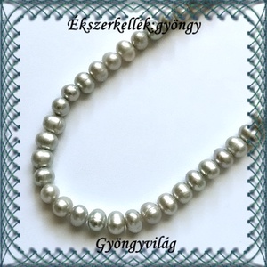 Ékszerkellék: igazgyöngy fűzér GYI-80 4,5-5mm light gray, Kellékek & szerszámok, Gyöngyfűzés kellékek, Igazgyöngy, Ékszerkészítés, Mindenmás, Ékszerkészítés, MESKA