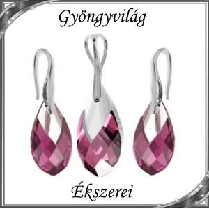 Swarovski csepp medál-fülbevaló szett, 925-ös sterling ezüst kapoccsal  SSZE-SW6565-SZ18-22 - ékszer - fülbevaló - lógó csepp fülbevaló - Meska.hu