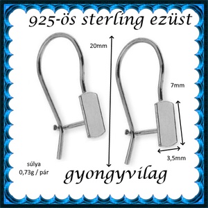  925-ös sterling ezüst ékszerkellék: fülbevalóalap biztonsági kapoccsal EFK K 27 - kellékek & szerszámok - ékszerkellék - fülbevaló alap - Meska.hu