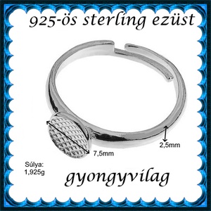  925-ös sterling ezüst gyűrű alap EGY 06 állítható méret - kellékek & szerszámok - gyöngyfűzés kellékek - fém köztesek - Meska.hu