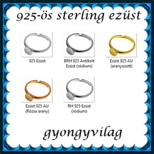  925-ös sterling ezüst gyűrű alap EGY 06 állítható méret - kellékek & szerszámok - gyöngyfűzés kellékek - fém köztesek - Meska.hu