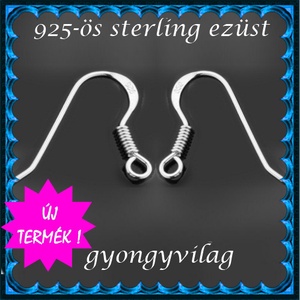  925-ös sterling ezüst ékszerkellék: fülbevalóalap akasztós EFK A 09-1 - kellékek & szerszámok - gyöngyfűzés kellékek - egyéb alkatrész - Meska.hu