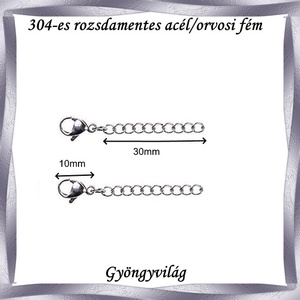 Nemes acél ékszerkellék: lánckapocs NALK 01-3   2db/csomag - gyöngy, ékszerkellék - egyéb alkatrész - Meska.hu