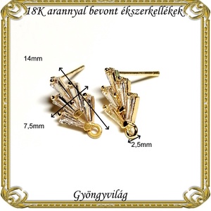 18K arannyal bevont ékszerkellék: fülbevalóalap  ABFK 02 - kellékek & szerszámok - gyöngyfűzés kellékek - egyéb alkatrész - Meska.hu