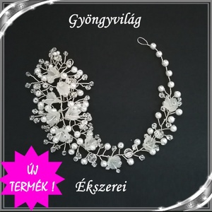 Ékszerek-hajdíszek, hajcsatok: Esküvői, menyasszonyi, alkalmi hajdísz S-H-FÜ07e27, Esküvő, Hajdísz, Kontydísz & Hajdísz, Ékszerkészítés, Gyöngyfűzés, gyöngyhímzés, Meska