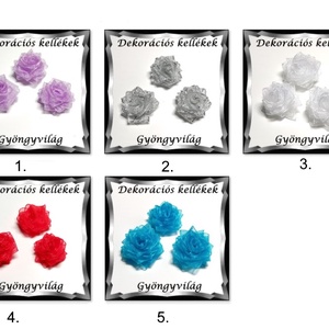 Dekorációs kellék: organza virág DK-VO 01-25 5db, Dekorációs kellékek, Egyéb kellékek, Ékszerkészítés, Varrás, Gyöngy, Alkotók boltja
