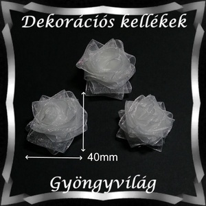 Dekorációs kellék: organza virág DK-VO 01-40 5db - dekorációs kellékek - egyéb kellékek - Meska.hu