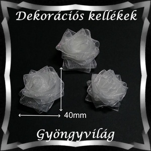 Dekorációs kellék: organza virág DK-VO 01-40 5db - kellékek & szerszámok - dekorációs kellékek - egyéb kellékek - Meska.hu