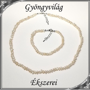 Édesvizi igazgyöngy szett, ezüstözött kapoccsal SSZEB-IG05 3,5x6 fehér, Ékszer, Ékszerszett, Ékszerkészítés, Gyöngyfűzés, gyöngyhímzés, Meska