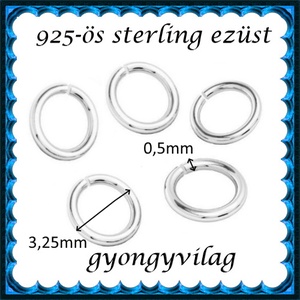  925-ös ezüst szerelőkarika nyitott ESZK NY 3,25x0,5 mm-es  8db/csomag - kellékek & szerszámok - gyöngyfűzés kellékek - egyéb alkatrész - Meska.hu