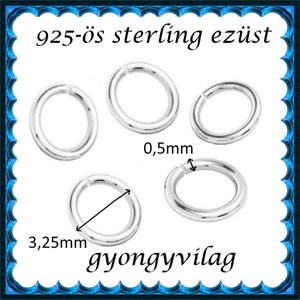  925-ös sterling ezüst ékszerkellék: karika nyitott ESZK NY 3,25x0,5 mm 10db/cs - gyöngy, ékszerkellék - egyéb alkatrész - Meska.hu