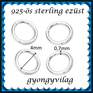  925-ös ezüst szerelőkarika nyitott ESZK NY 4  x 0,7 mm-es   4db/csomag - kellékek & szerszámok - gyöngyfűzés kellékek - egyéb alkatrész - Meska.hu