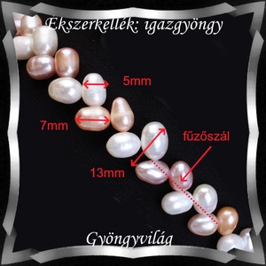 Ékszerkellék: igazgyöngy fűzér GYI-83 5-7mm fehér-barack-mauve - kellékek & szerszámok - gyöngyfűzés kellékek - igazgyöngy - Meska.hu