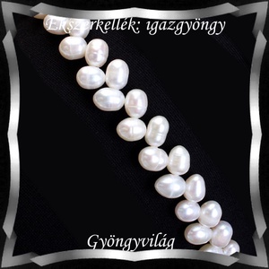 Ékszerkellék: igazgyöngy fűzér GYI-84 5-7mm fehér - gyöngy, ékszerkellék - igazgyöngy - Meska.hu