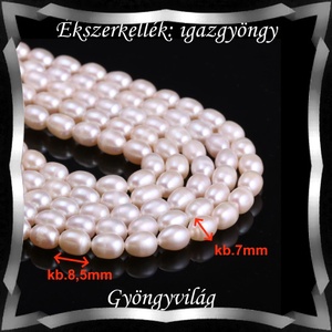 Gyöngyök: igazgyöngy/fűzér GYI-89 8,5x7mm fehér - kellékek & szerszámok - gyöngyfűzés kellékek - igazgyöngy - Meska.hu