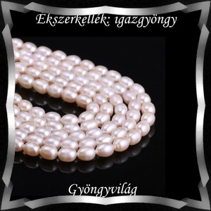 Gyöngyök: igazgyöngy/fűzér GYI-89 8x5mm fehér, Kellékek & szerszámok, Gyöngyfűzés kellékek, Igazgyöngy, Ékszerkészítés, Mindenmás, Ékszerkészítés, MESKA